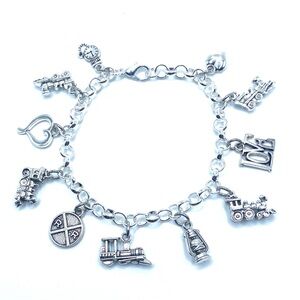 Train Charm Bracelet Railroad Locomotive